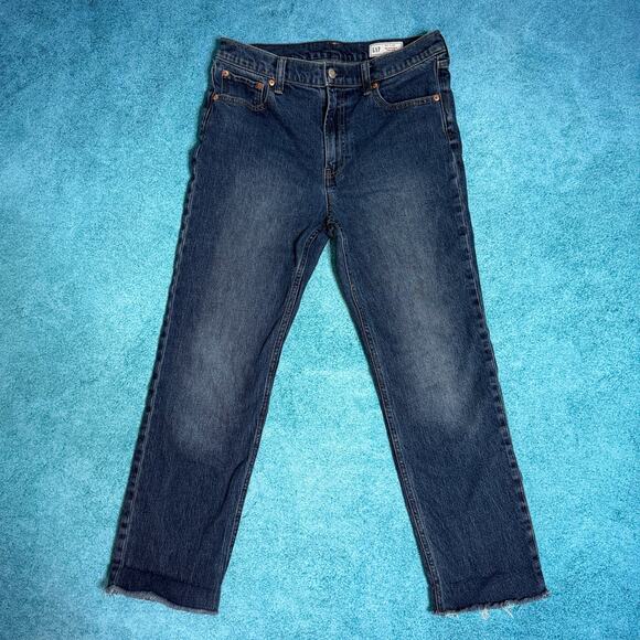 GAP Women’s Y2K Straight Leg Jeans Sz 31/12 Long High Rise 90s Style Dark Indigo - Picture 1 of 16